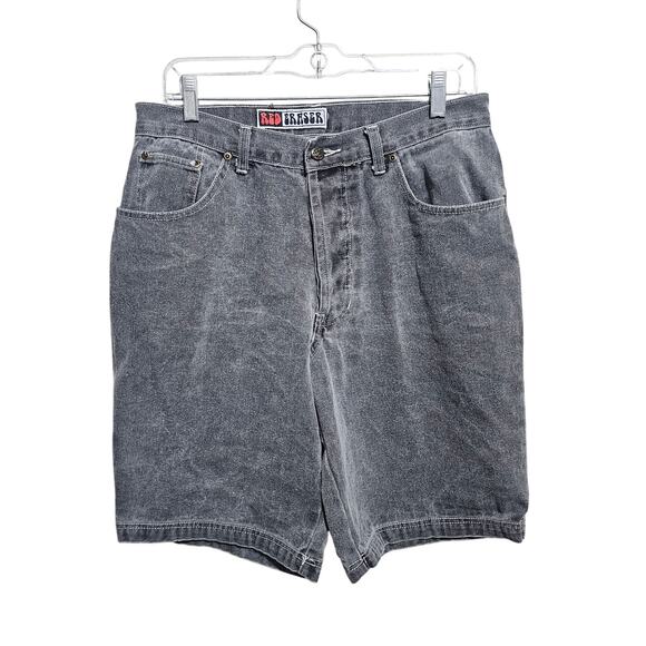 Vintage Red Eraser Denim Jean Shorts Mens Size 32 Button Skater Grunge(892) - Picture 1 of 10